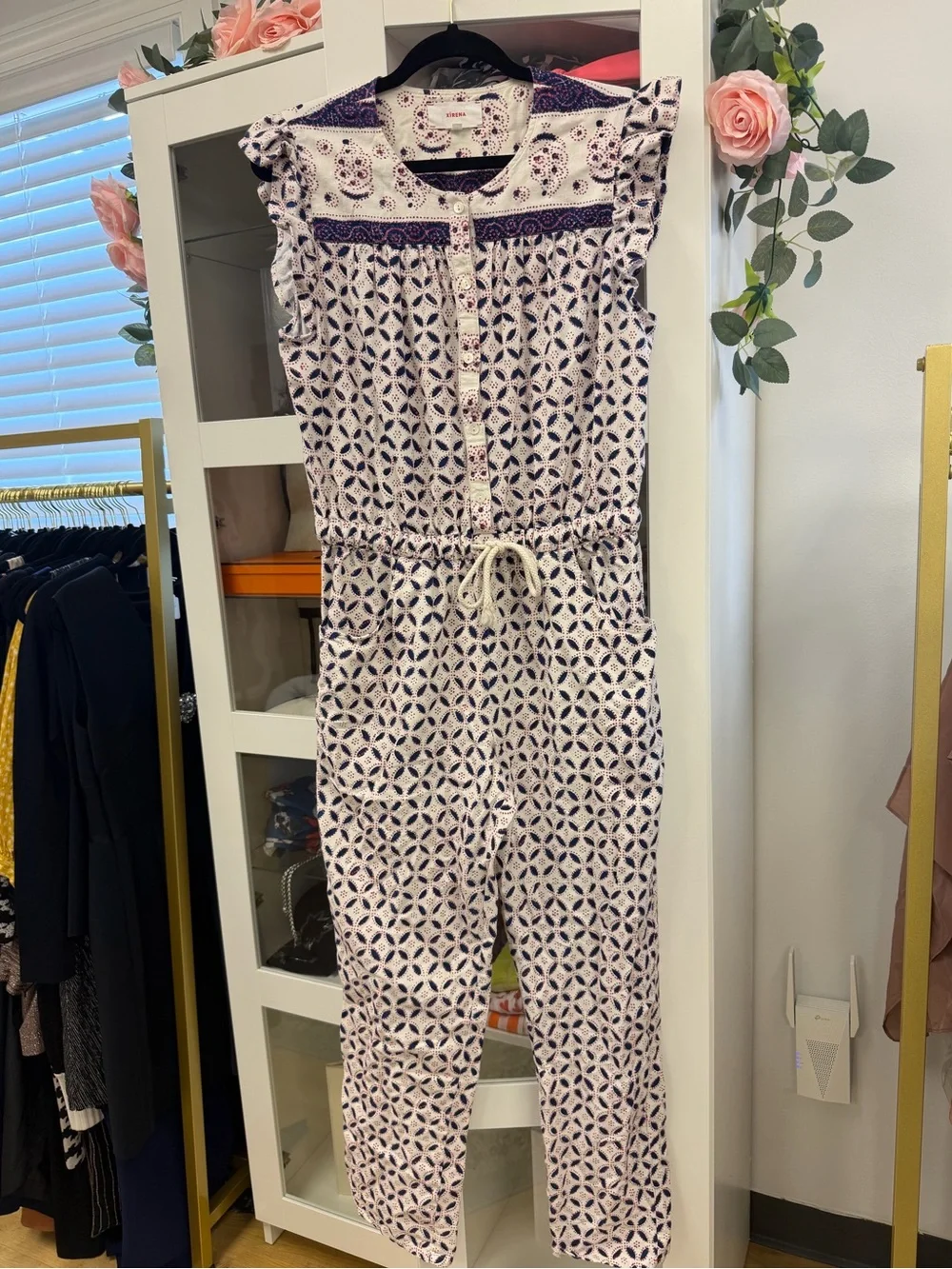 Xirena Liam Sand Castle Jumpsuit Sz M‎ Ruffle Drawstring Pockets EUC MSRP: $338